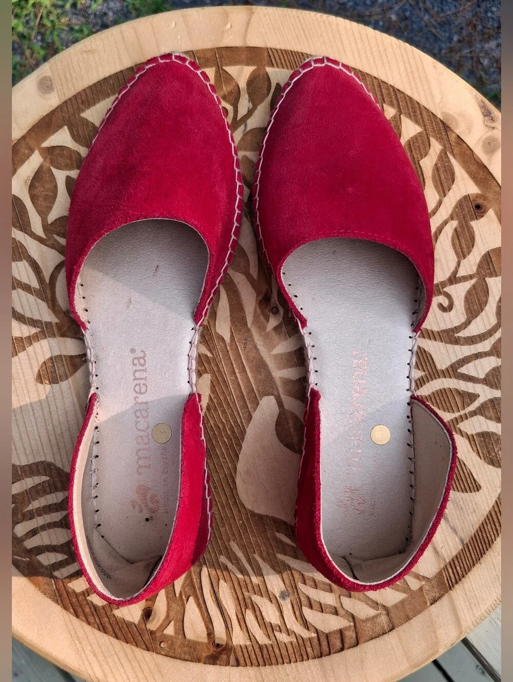 Macarena Iris Red Suede D'Orsay Flat Espadrille Sandals Size 38 Euro 7.5 US